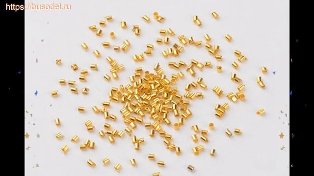 Бусина зажимная, кримп, латунь 1,5х1,5мм, трубочка, золото, 1 уп (10 гр/около 1700шт) краткий обзор смотреть онлайн