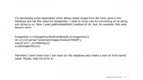 Android : Convert Uri to String and String to Uri