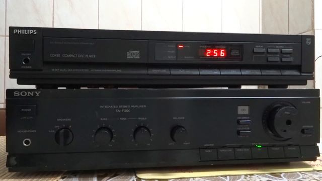 CD Player Philips CD480 16bit dual D/A Conversion + Sony Amplifier TA-F200 смотреть онлайн