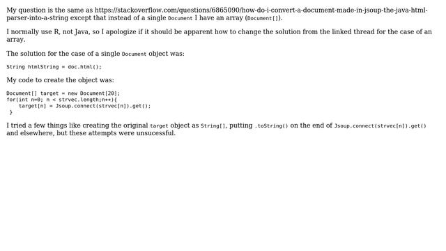 How can I convert a Jsoup Document[] array to a String[]? (2 Solutions!!) смотреть онлайн