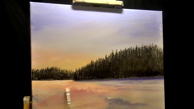 Как рисовать свет в зимнем пейзаже. Акрил; How to paint light in Winter scene in acrylic смотреть онлайн