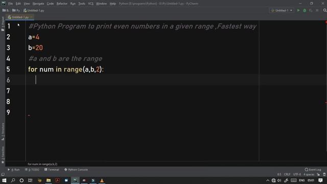 14.Python Program to print even numbers in a given range(Fastest Method) смотреть онлайн