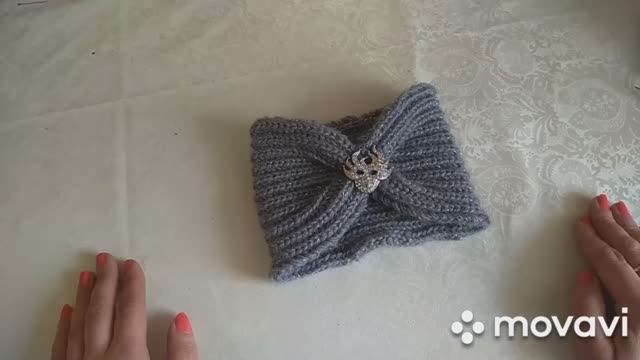 МК. Повязка - чалма спицами. смотреть онлайн