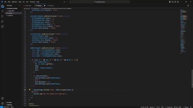 Calendar App - Part 14 - Adding Birthdays and Displaying Them (Vanilla JS) смотреть онлайн