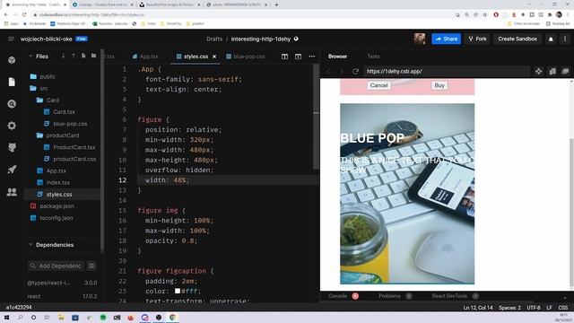 Basic ReactJS Card Component With CSS #2 - Blue Card Design смотреть онлайн
