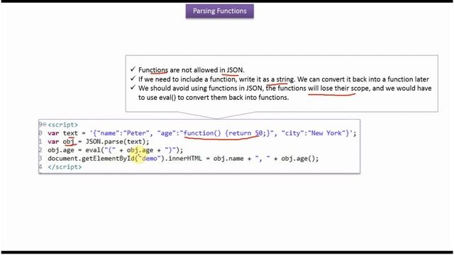 JSON - Parsing functions | JSON Tutorial смотреть онлайн