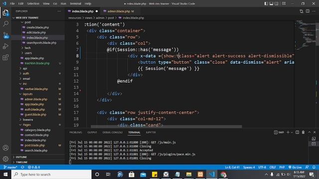 Laravel 9 Tutorial: How To Remove Flash Messages Using Alpine JS смотреть онлайн