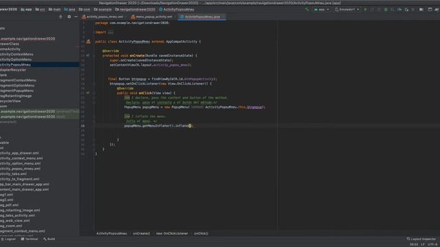 Popup menu in activity. Menú emergente en actividad. смотреть онлайн