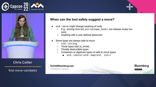 Lightning Talk_ find-move-candidates in Cpp - Chris Cotter - CppCon 2022 смотреть онлайн