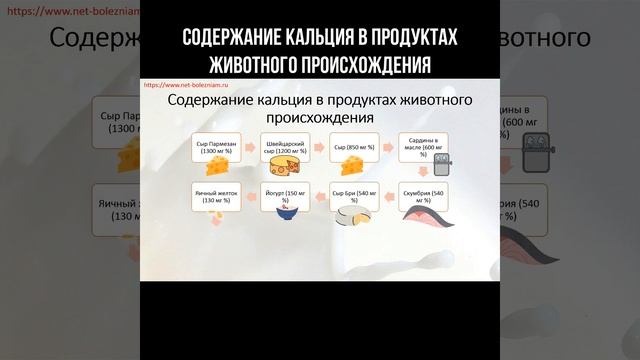 Содержание кальция в продуктах животного происхождения #кальций #сыр смотреть онлайн