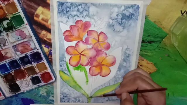 plumeria flower watercolour painting| Easy floral watercolour art | watercolour painting ideas смотреть онлайн