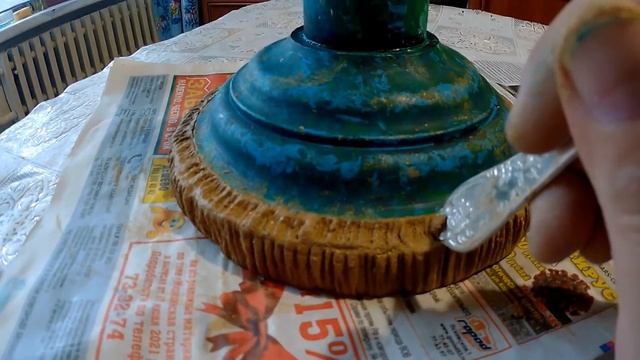 КАК СДЕЛАТЬ НАПОЛЬНУЮ ВАЗУ. РОСПИСЬ ПОД КАМЕНЬ. смотреть онлайн