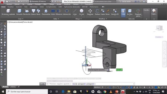 Modelado 3D pieza FRENO en autoCAD 2016 смотреть онлайн