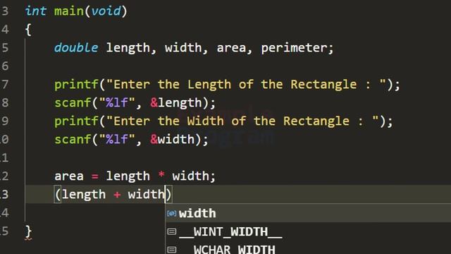 C Program to Find the Area and Perimeter of a Rectangle using Width and Length смотреть онлайн