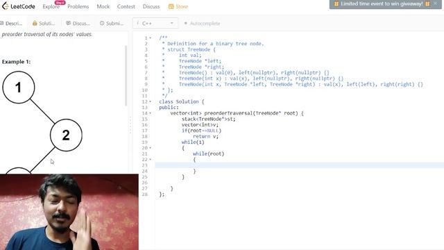Non Recursive Preorder Traversal of Binary Tree | LeetCode 144 Solution | Hindi CPP смотреть онлайн