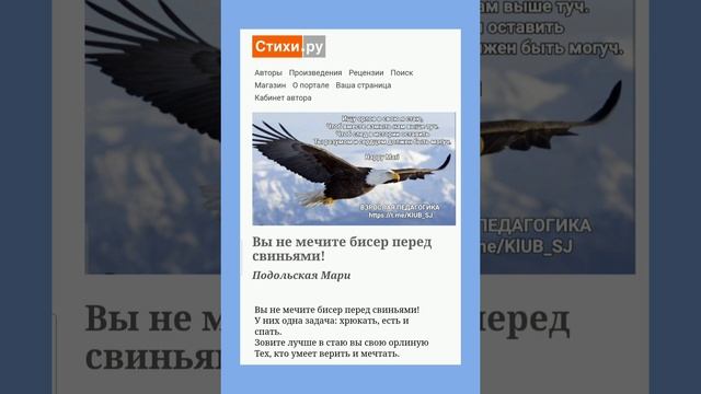 Вы не мечите бисер перед свиньями! Стихи Мари смотреть онлайн