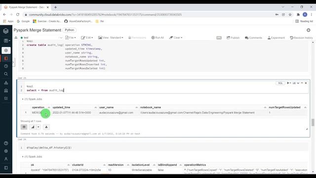 60. Databricks & Pyspark: Delta Lake Audit Log Table with Operation Metrics смотреть онлайн