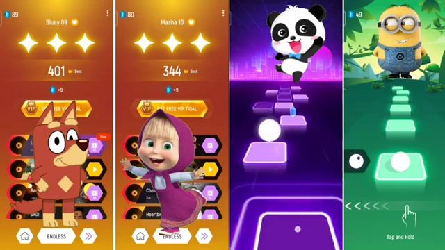 Bluey Vs Masha and the Bear Vs Minions Vs BabyBus _ Tiles Hop EDM Ru I don't Abahut-EDM hop Rush смотреть онлайн