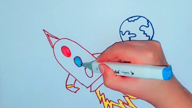 Bolalar Uchun Raketa Rasm Chizish/ Drawing Earth And Rocket For Children/Рисования ракеты для Детей