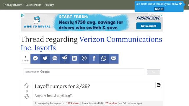 Verizon Could Be Dropping Heavy, Negative News...Layoffs Looming? (rumor)