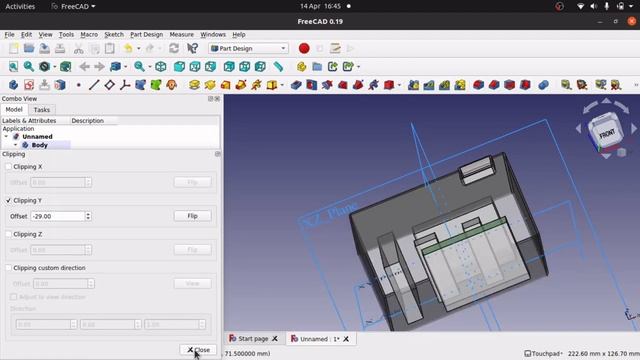 FreeCAD: Model internal structure on faces inside closed body using clipping plane and section vie смотреть онлайн