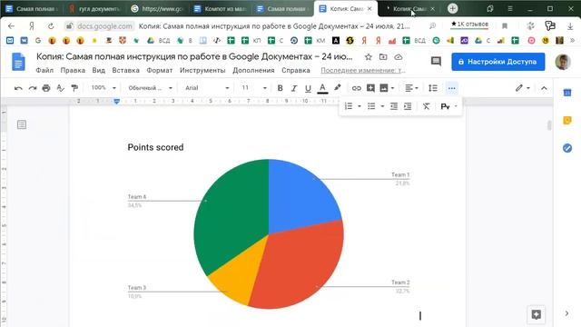 Google Docs 24/35. Как сделать график и диаграмму в гугл-документе и внести в них данные смотреть онлайн