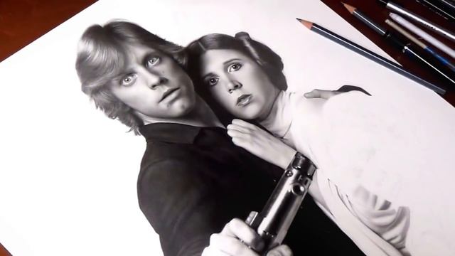 Drawing Luke Skywalker and Princess Leia (Star Wars) смотреть онлайн