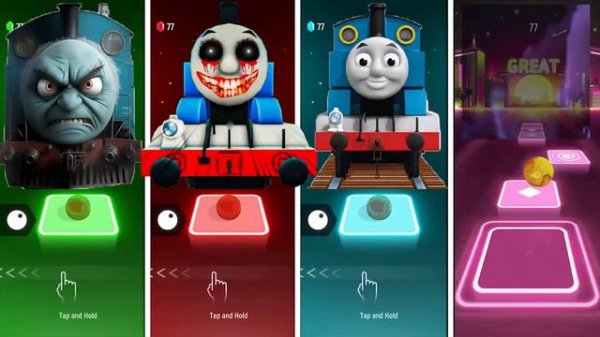 Thomas The Train vs Spider Thomas vs Thomas The Train EXE vs Cursed Thomas Train Tiles Hop EDM Rush