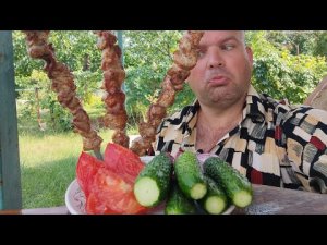 ОБЖОР ШАШЛЫК из свиной шеи/МУКБАНГ дачный завтрак