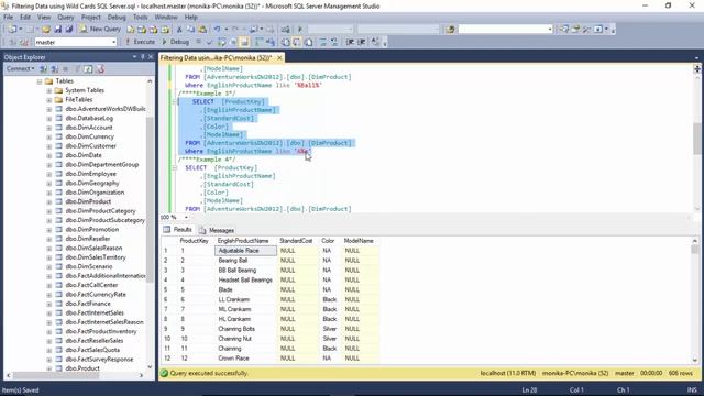 Filtering Data using Wild Cards SQL Server смотреть онлайн