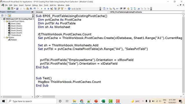 Creating pivot table using existing pivot cache | Advanced VBA in Hindi смотреть онлайн