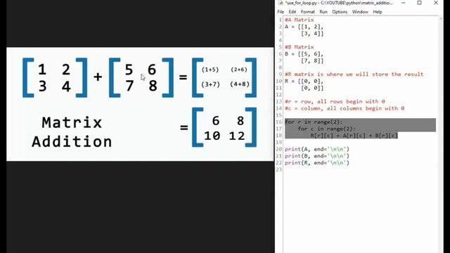 Python: How to perform matrix addition using the powerful NumPy library and efficient for loops. смотреть онлайн