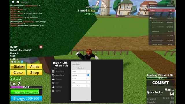 Roblox Blox Fruits Gui Script (fly, auto farm,TP etc) смотреть онлайн