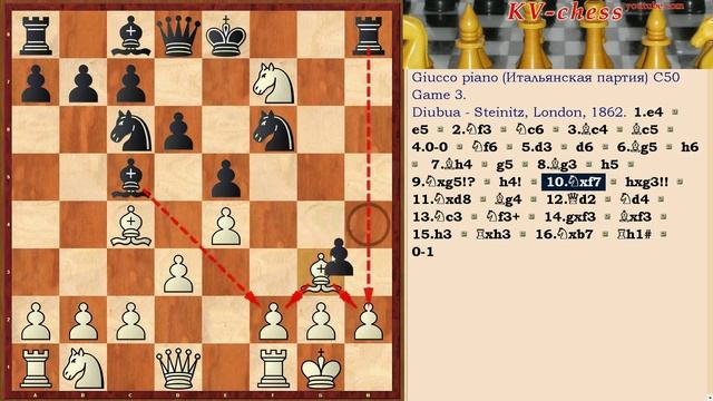 Queen donated again! Chess Trap 3 in the Giucco piano opening (C50). смотреть онлайн