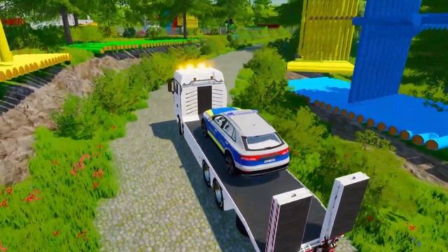 AUDI, FORD, CHEVROLET, MERCEDES POLICE CARS TRANSPORTING WITH COLOR TRUCKS! Farming Simulator 22 смотреть онлайн