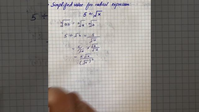 To calculate: The simplified value of the radical expression 5\div\sqrt{x} | Plainmath смотреть онлайн