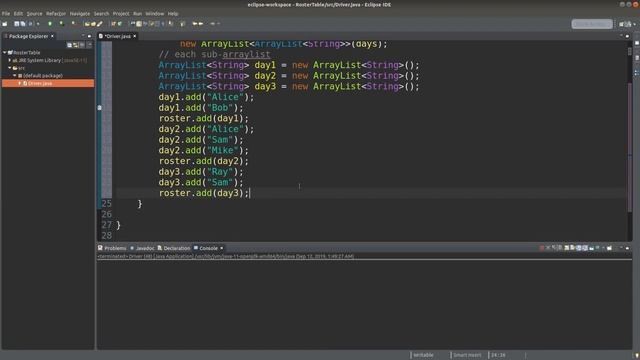 Roster table - Java Example смотреть онлайн