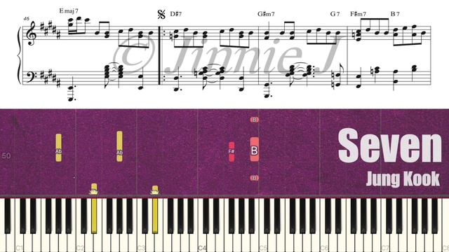 Jung Kook (정국) - Seven (feat. Latto) | Piano Tutorial | Sheet Music (피아노 악보) смотреть онлайн