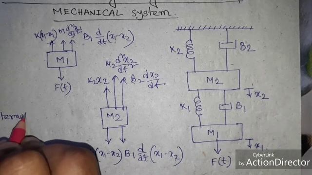 How to draw & write free body diagram & differential equation of MECHANICAL system(2 example) смотреть онлайн