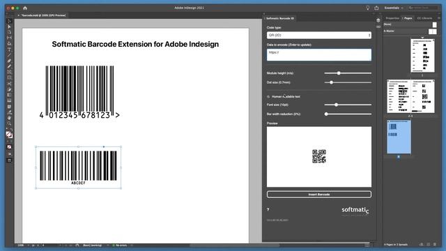 Softmatic Barcode Extension V2 for Adobe InDesign - create QR, Code 128, EAN, UPC, ISBN смотреть онлайн