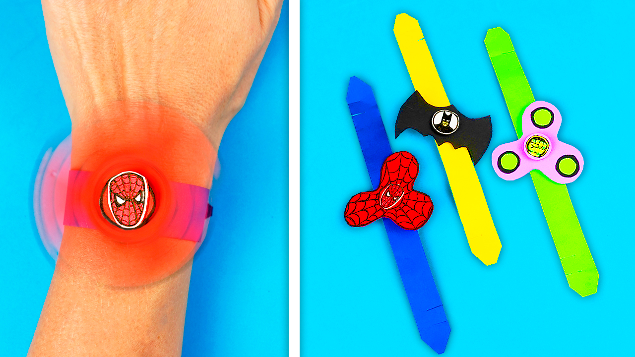 Игровые часы из бумаги - Супергерой, Человек-паук, Халк DIY Браслет Fidget Spinner смотреть онлайн