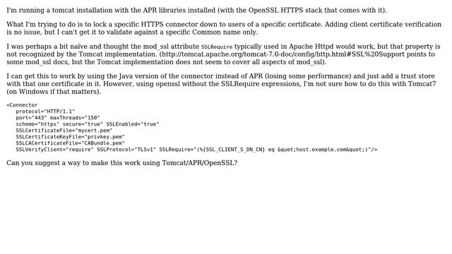 DevOps & SysAdmins: Verify client certificate CN in Tomcat(APR) смотреть онлайн