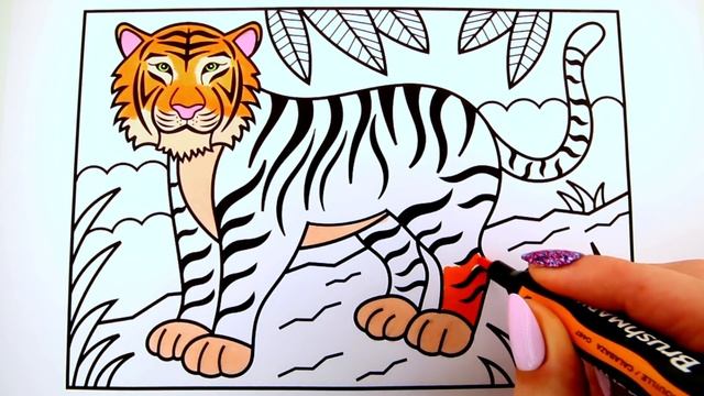 How to Draw a TIGER for Kids ?? Tiger Drawing for Kids | Tiger Coloring Pages for Kids смотреть онлайн