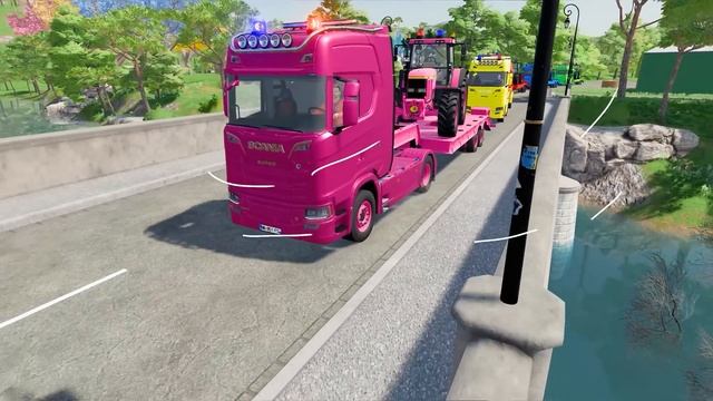 Monster Trucks Potholes Flatbed Long Trailer Truck Car Rescue - Monster Truck vs Deep Water, Mub Pi смотреть онлайн