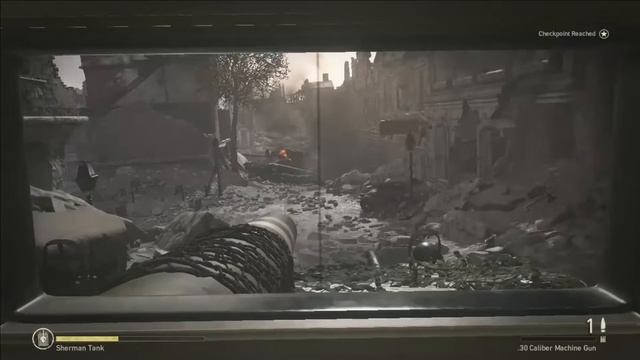 Call of Duty WW2 walkthrough Collateral Damage - Duel tank US. Sherman vs German Tiger tank - pt.1 смотреть онлайн