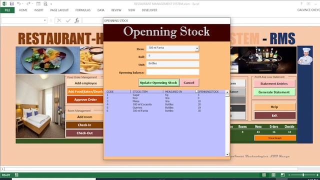 HOTEL-RESTAURANT MANAGEMENT SYSTEM WITH POINT OF SALE IN VBA/EXCEL смотреть онлайн
