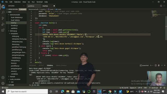 #43 Menghapus data pada MariaDB dengan Node js 2 смотреть онлайн