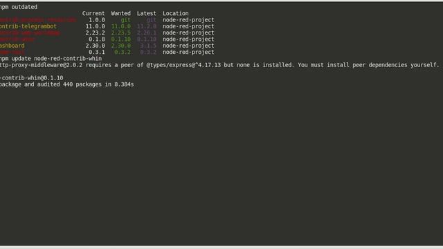How to update nodered packages, from cli. смотреть онлайн