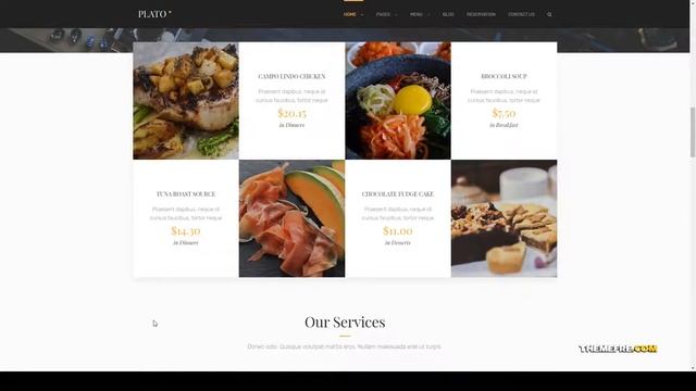 Plato Cafe and Restaurant WordPress Theme italian food modern food Website Builder смотреть онлайн