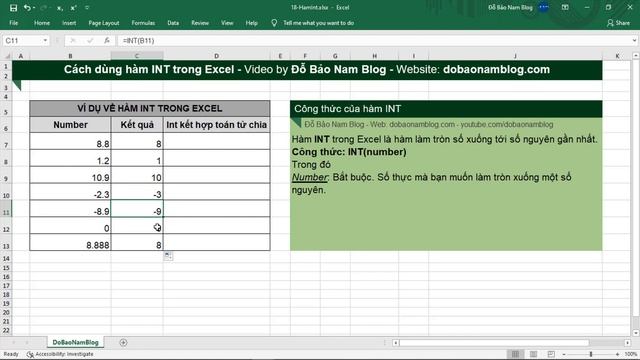 Cách dùng hàm INT trong Excel - Hàm lấy phần nguyên trong Excel смотреть онлайн